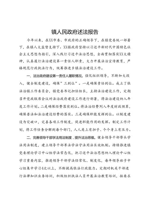 镇人民政府述法报告.docx
