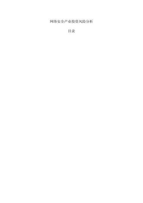 网络安全产业投资风险分析.docx