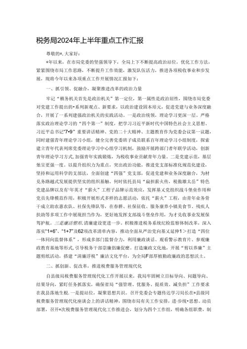 税务局2024年上半年重点工作汇报.docx