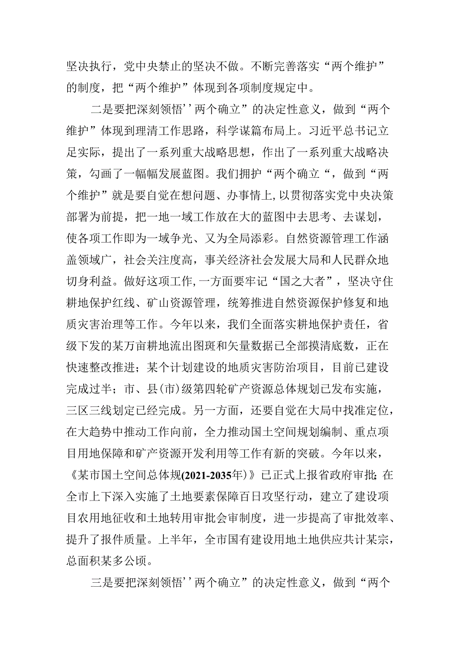 2024“两个确立”“两个维护”研讨发言材料（共七篇）.docx_第3页