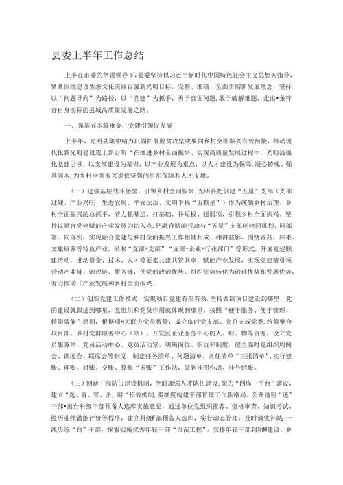县委上半年工作总结.docx