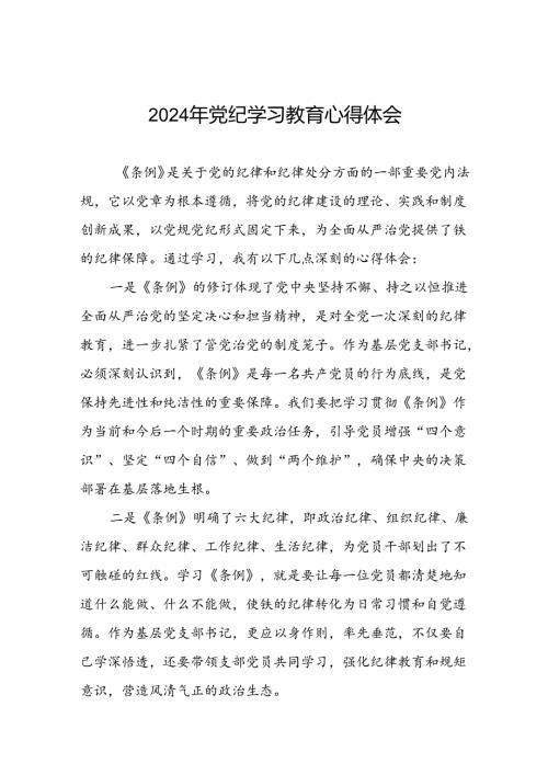 2024年党支部书记关于党纪学习教育的心得体会十五篇.docx