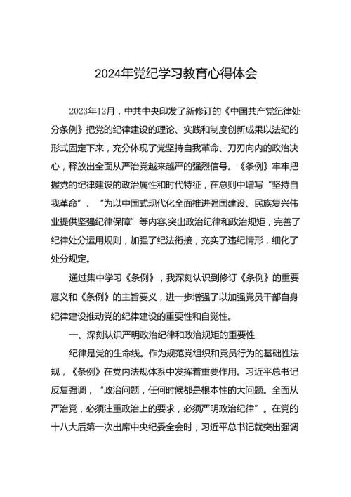 2024党纪学习教育读书班交流研讨发言材料十五篇.docx