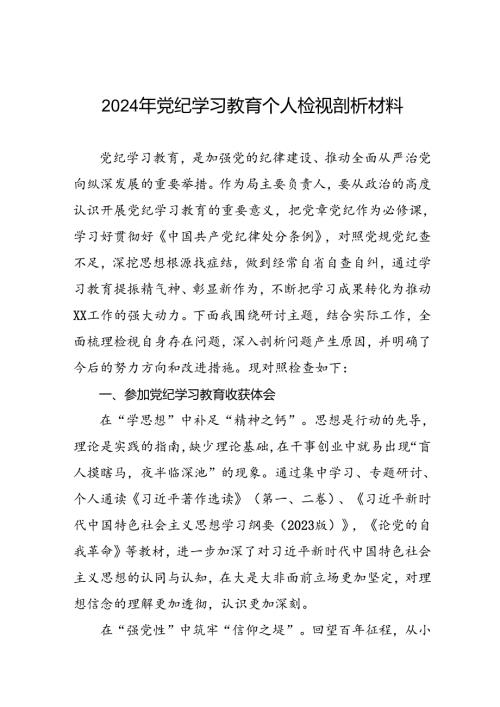 九篇重点查摆四个检视方面问题2024年党纪学习教育专题民主生活会个人对照检视检查发言材料.docx