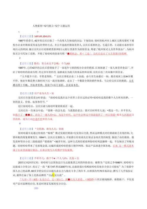 作文素材致敬民族企业家 宗庆后作文素材积累与运用.docx