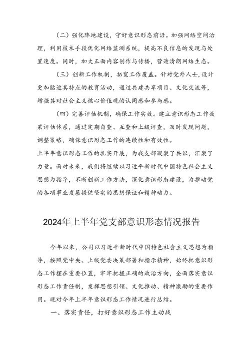 2024年开展上半年党支部意识形态情况工作报告 （合计3份）(1).docx