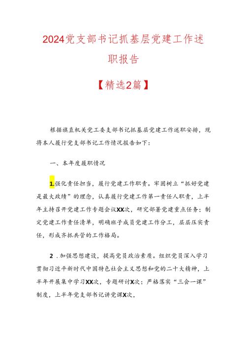 2024党支部书记抓基层党建工作述职报告 (2).docx