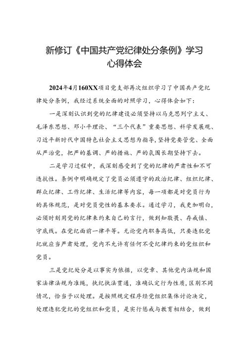 关于学习《2024版中国共产党纪律处分条例》研讨发言材料十三篇.docx