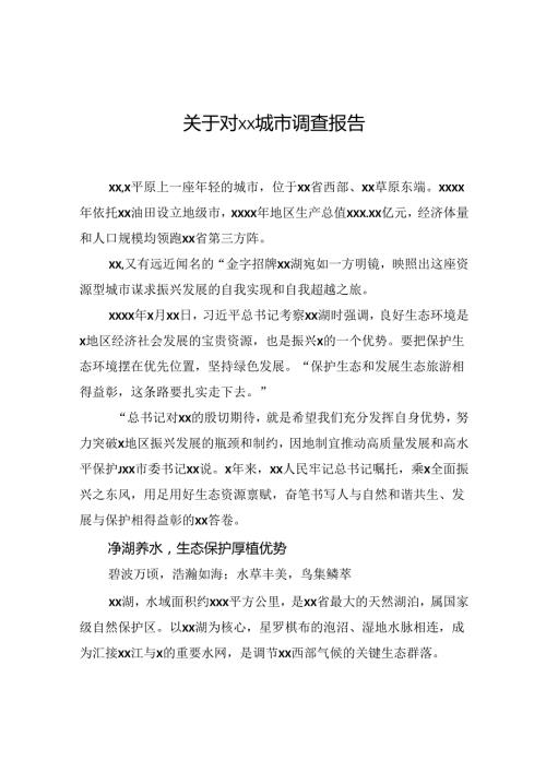 关于对xx城市调查报告.docx