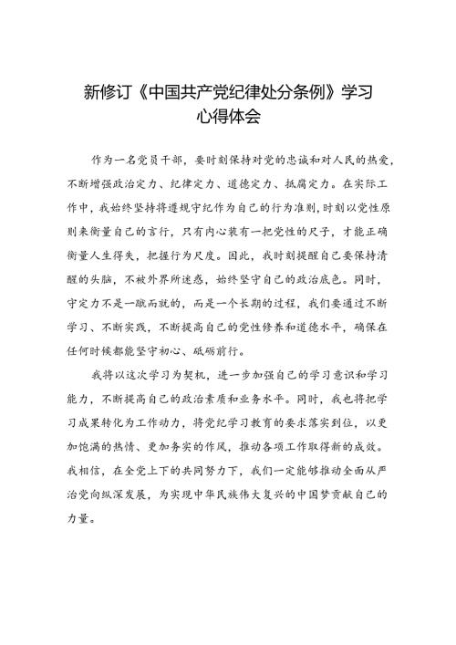2024新修订中国共产党纪律处分条例学党纪谈体会心得感悟八篇.docx