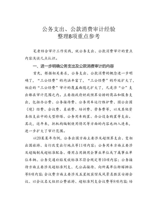 公务支出、公款消费审计经验整理8项重点参考.docx