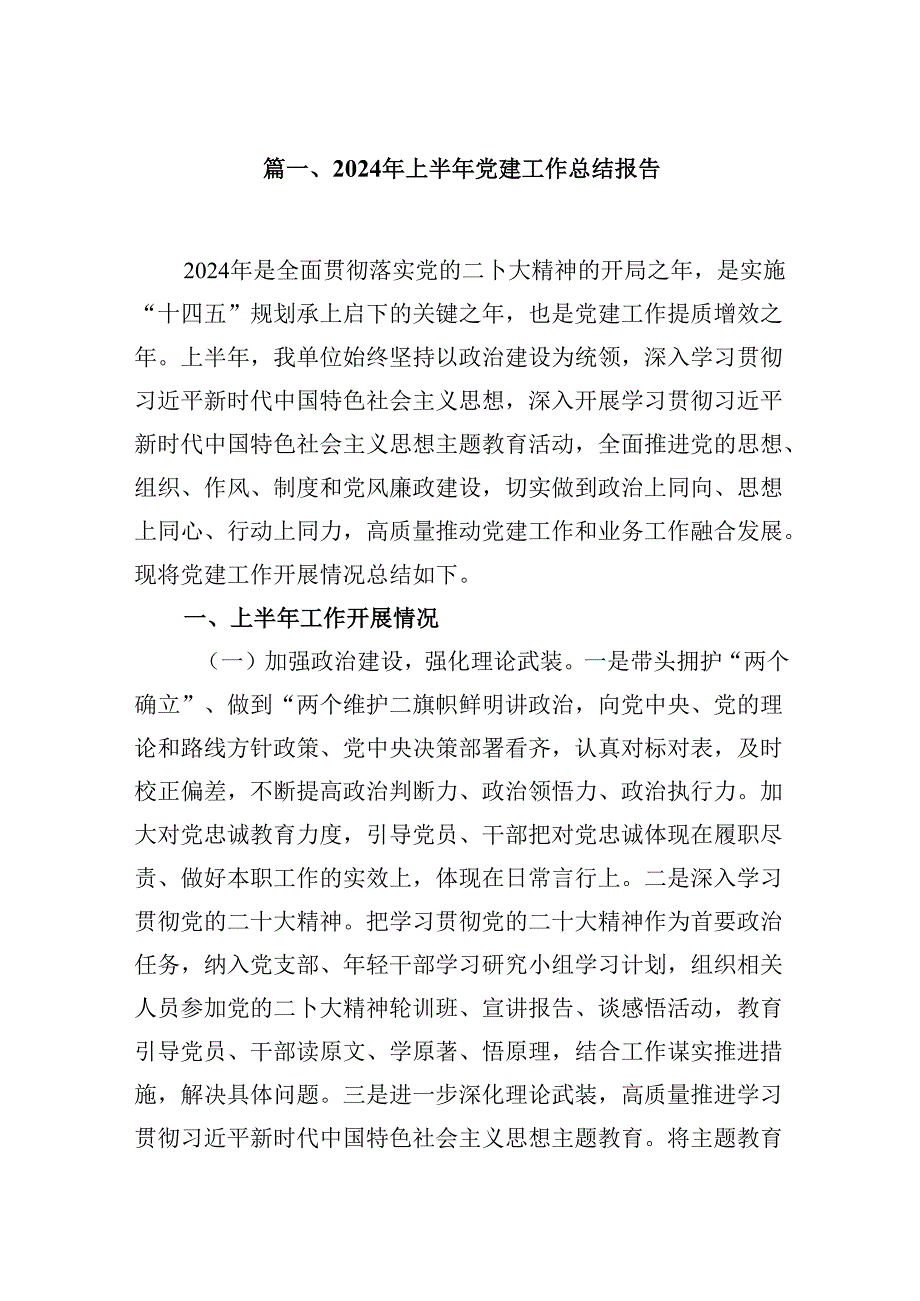 （11篇）2024年上半年党建工作总结报告（详细版）.docx_第2页