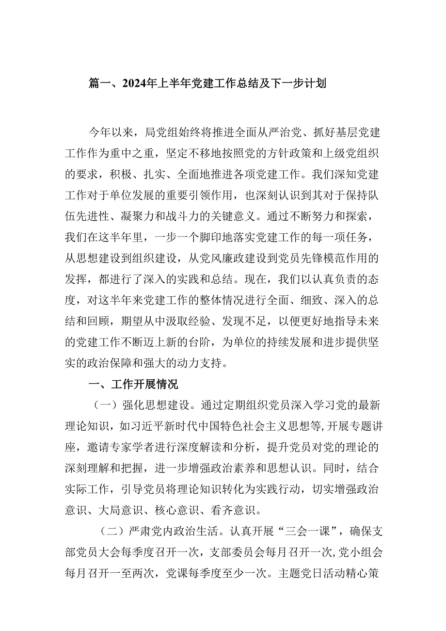 （11篇）2024年上半年党建工作总结及下一步计划参考范文.docx_第2页