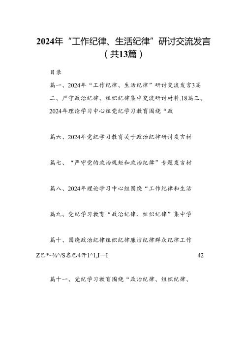 2024年“工作纪律、生活纪律”研讨交流发言（共13篇选择）.docx