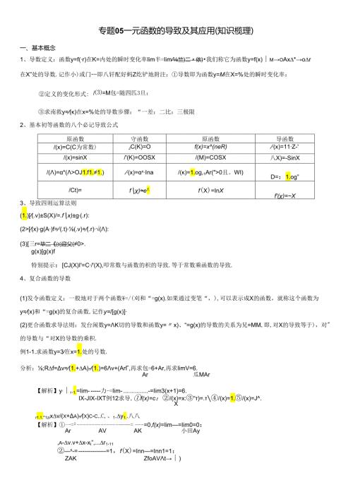 专题05一元函数的导数及其应用(知识梳理)(教师版).docx