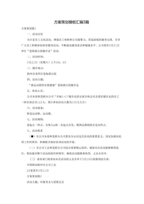 方案策划模板汇编3篇.docx