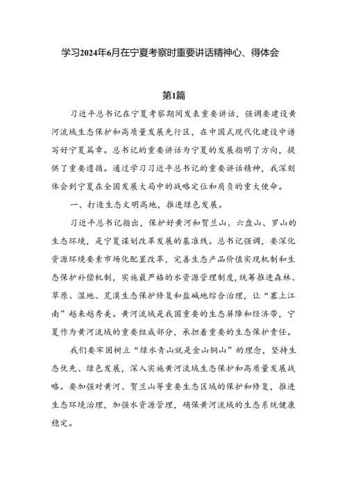 学习2024年6月在宁夏考察时重要讲话精神心得体会7篇.docx