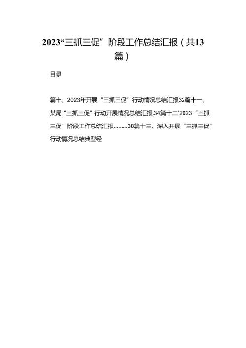 “三抓三促”阶段工作总结汇报13篇（详细版）.docx