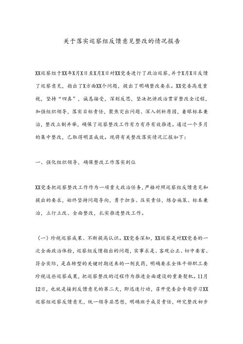 关于落实巡察组反馈意见整改的情况报告.docx
