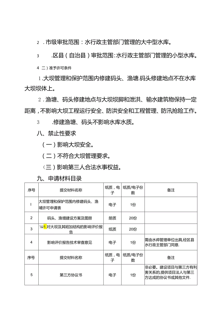重庆水行政主管部门大坝管理和保护范围内修建码头、渔塘许可办事指南2024版.docx_第2页