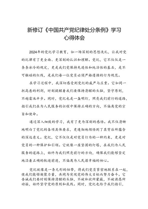 纪检干部学习2024新修订中国共产党纪律处分条例心得体会二十篇.docx