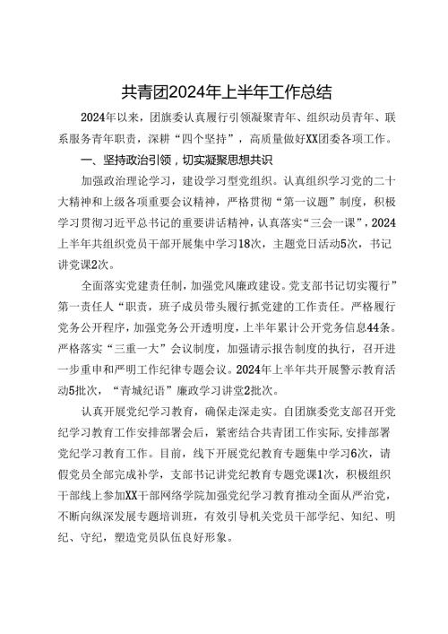 共青团2024年上半年工作总结(1).docx