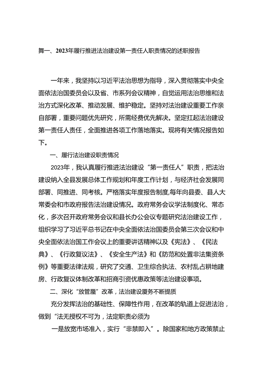 2023年履行推进法治建设第一责任人职责情况的述职报告（共18篇）.docx_第2页