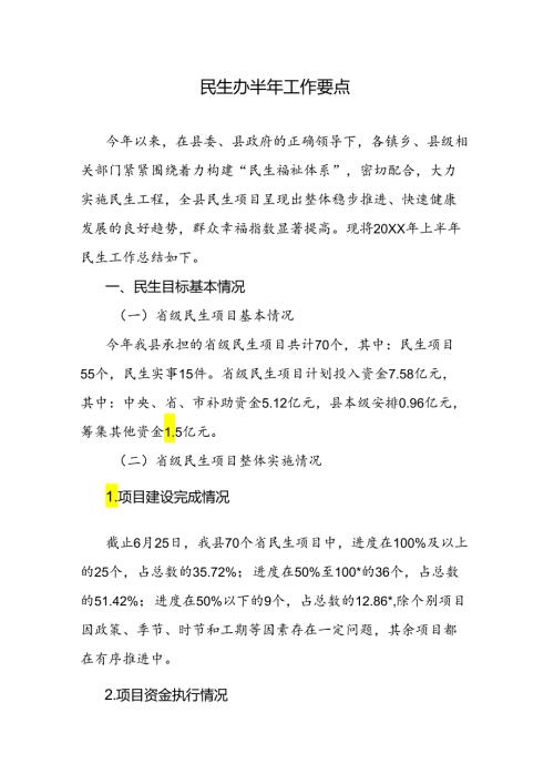 民生办半年工作要点.docx