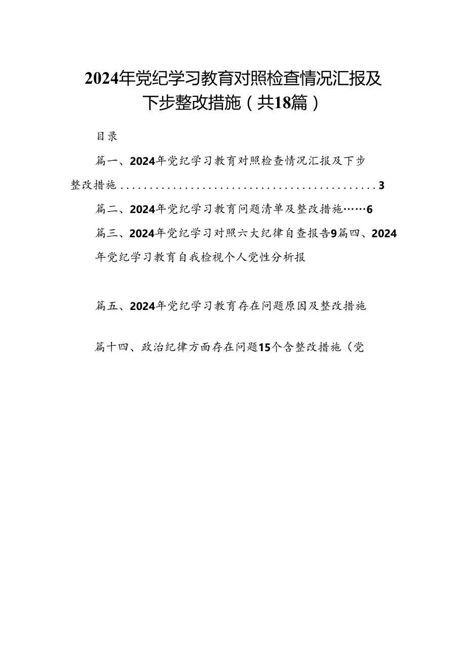2024年党纪学习教育对照检查情况汇报及下步整改措施18篇（详细版）.docx_第1页
