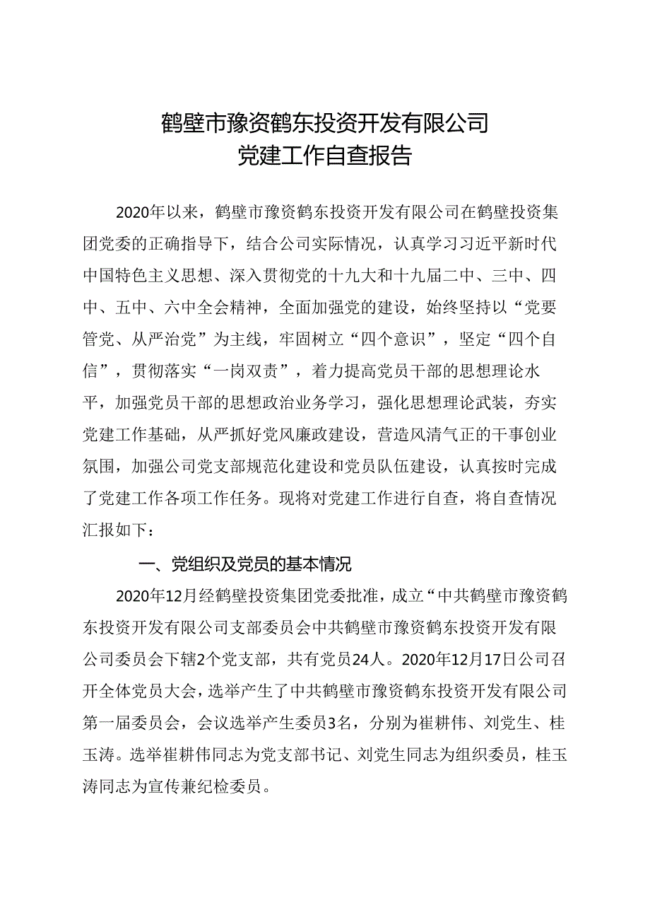 党建自查工作汇报.docx_第1页