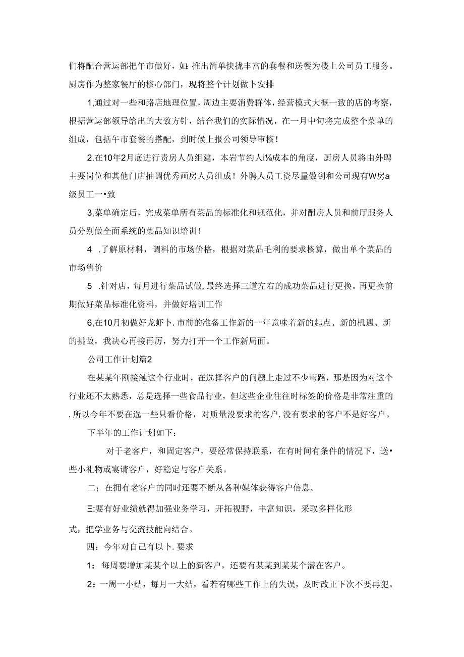 公司工作计划集合十篇.docx_第2页