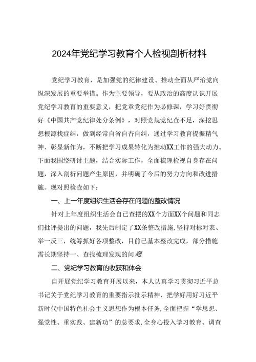 2024党纪学习教育专题民主生活会个人查摆发言材料十五篇.docx