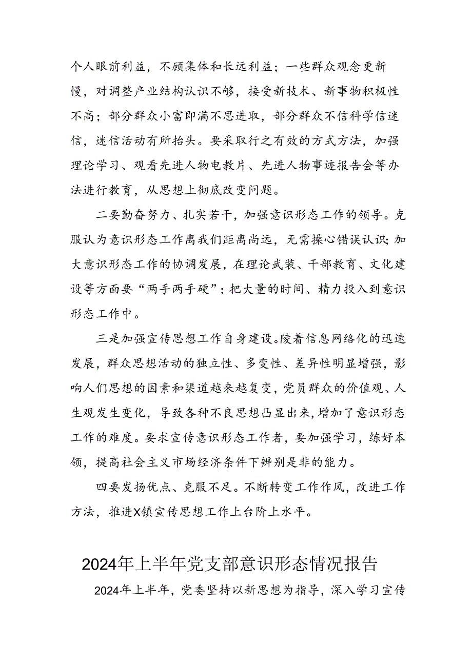 2024年开展上半年《党支部意识形态情况》工作报告 汇编4份.docx_第2页