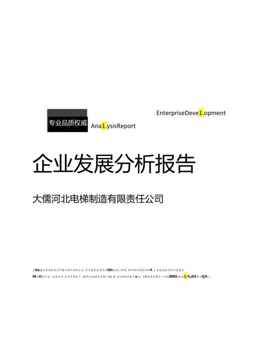 大儒河北电梯制造有限责任公司介绍企业发展分析报告模板.docx