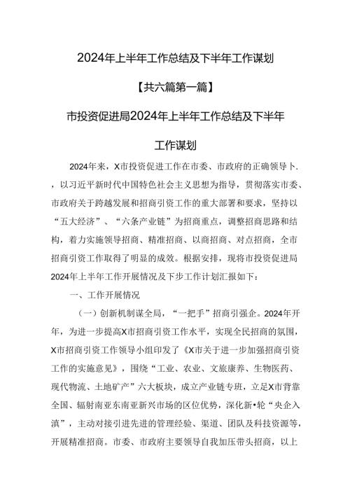 （6篇）2024年上半年工作完成情况及下半年工作谋划.docx