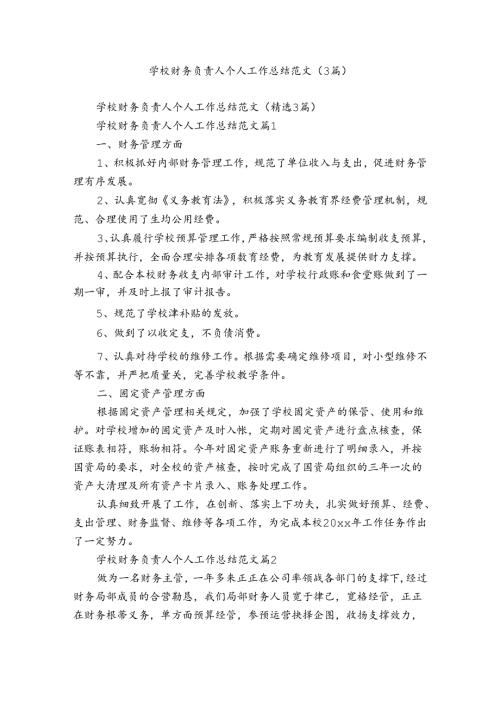 学校财务负责人个人工作总结范文（3篇）.docx