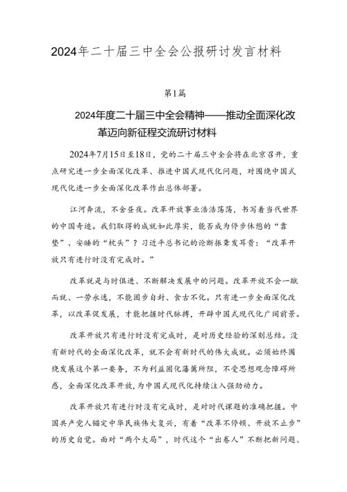 2024年二十三中全会公报研讨发言材料.docx