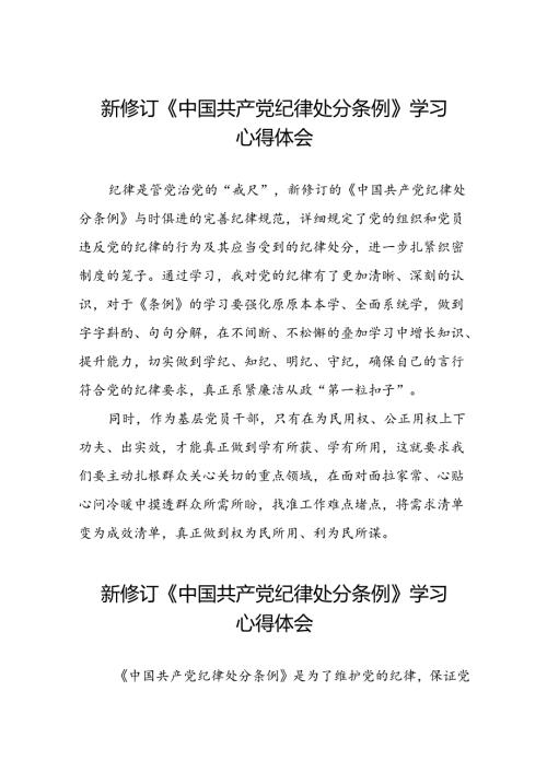 街道党员干部2024版新修订中国共产党纪律处分条例心得体会七篇.docx