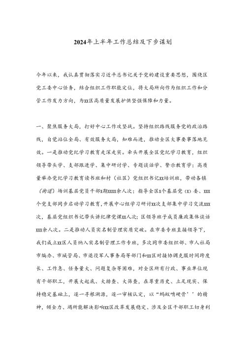 2024年上半年工作总结及下步谋划.docx