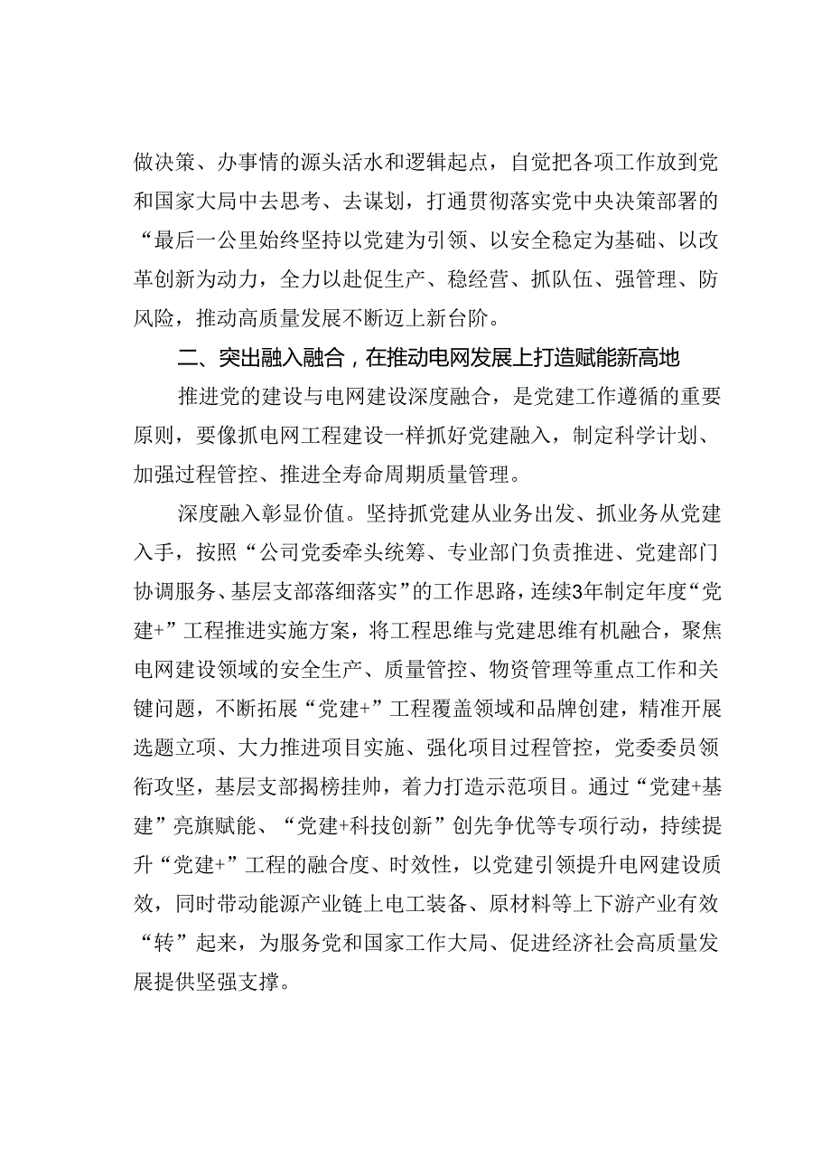 某某公司旗帜领航强根铸魂奋力打造党建新高地经验交流材料.docx_第2页