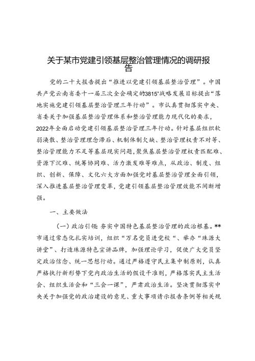 关于某市党建引领基层治理情况的调研报告(1).docx