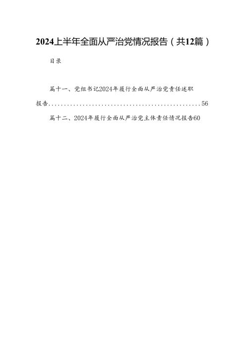 2024上半年全面从严治党情况报告（共12篇选择）.docx