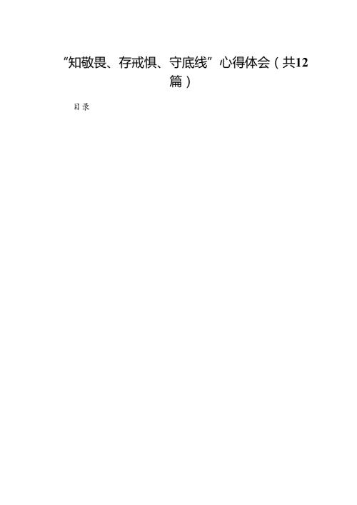 “知敬畏、存戒惧、守底线”心得体会12篇（最新版）.docx