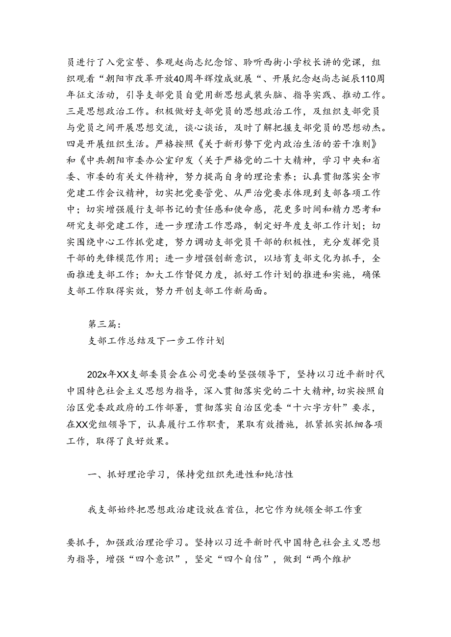 支部工作总结及下一步工作计划范文20242024(精选6篇).docx_第2页