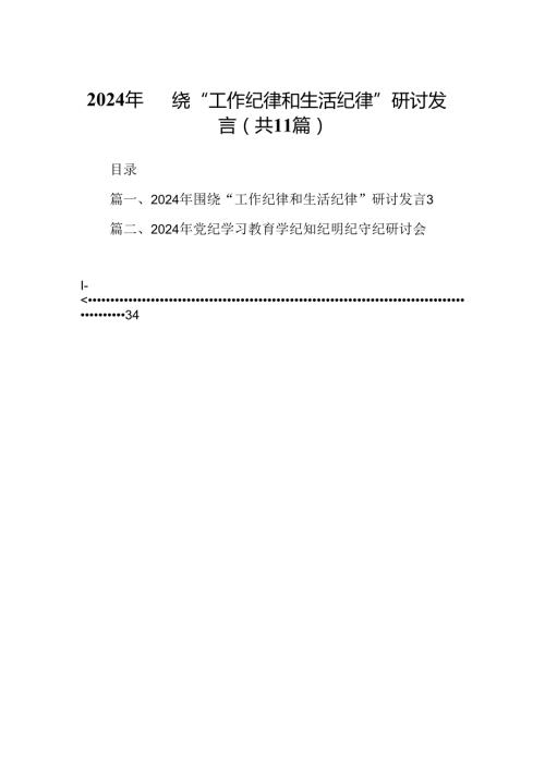 （11篇）2024年围绕“工作纪律和生活纪律”研讨发言例文.docx