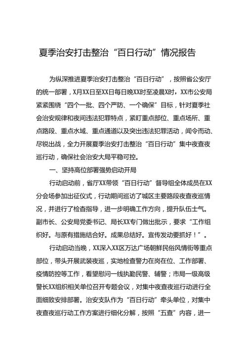 2024年公安夏季治安打击整治“百日行动”总结报告8篇.docx