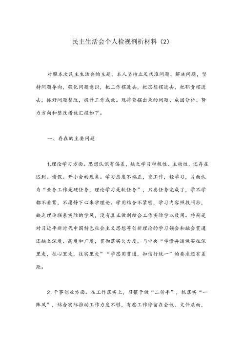 民主生活会个人检视剖析材料（2）.docx