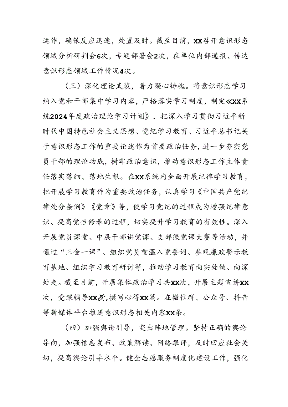 开展2024年上半年党支部意识形态情况工作报告(1).docx_第2页