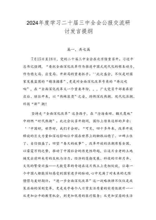 2024学习二十三中全会公报交流研讨发言提纲.docx