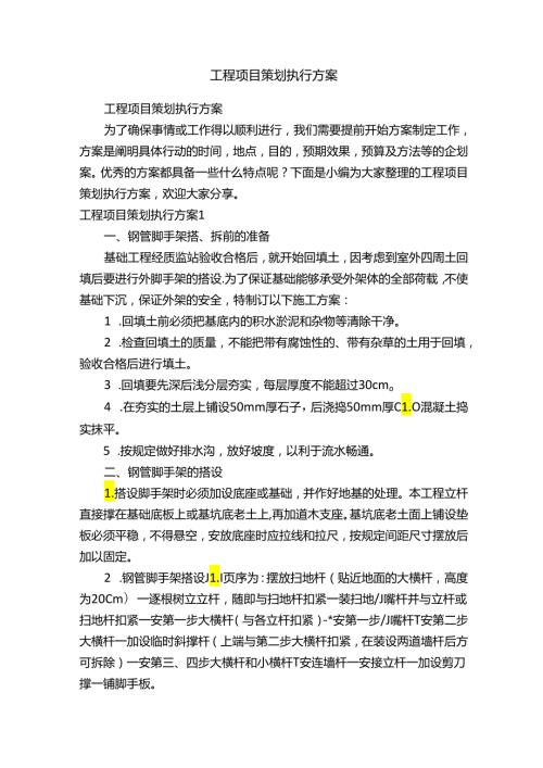 工程项目策划执行方案.docx